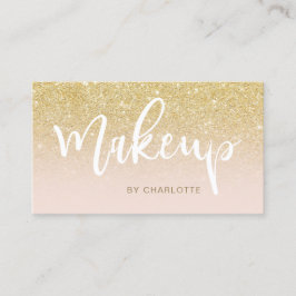 Cartão De Visita Maquiagem dourado do chic blush ombre script rosa