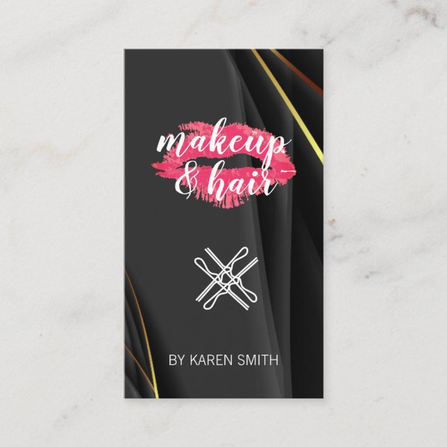 Cartão De Visita Maquiagem e Cabelo | Beijo de Batom (Frente)