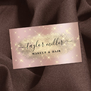 Cartão De Visita Maquiagem elegante de ouro-rosa e metal para cabel