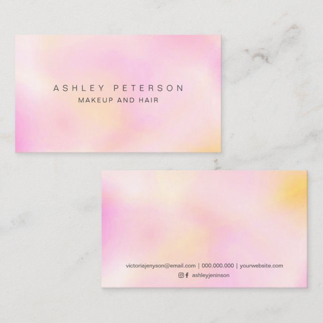 Cartão De Visita Maquiagem holográfica iridescente de pérolas rosa  (Frente/Verso)