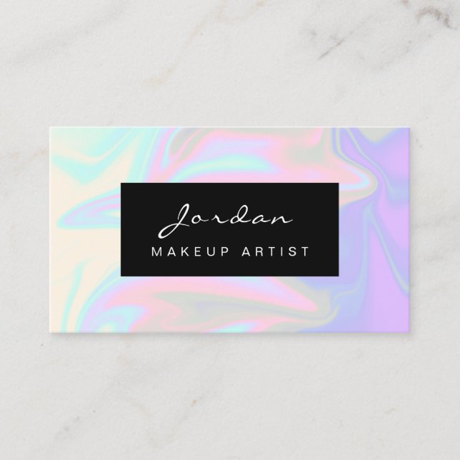 Cartão De Visita maquiagem holográfica na moda moderna do pintinho  (Frente)