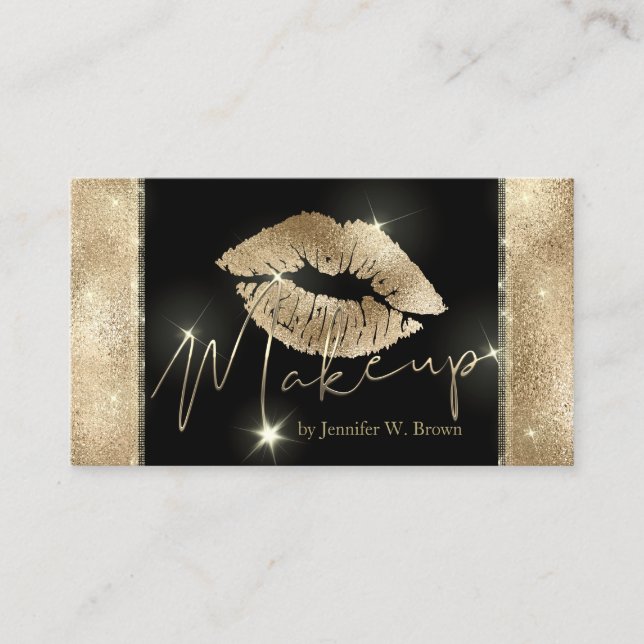 Cartão De Visita Maquiagem Labial luxuosa elegante (Frente)