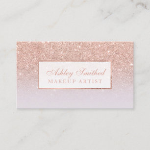 Cartão De Visita Maquiagem lilac ombre de rosa dourado moderno