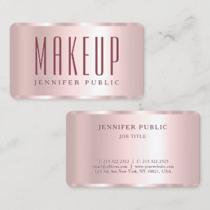 Cartão De Visita Maquiagem Luxuosa Dourada Modelo Rosa Glamor