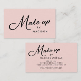 Cartão De Visita Maquiagem Rosa Bege Retro Preto Script