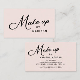 Cartão De Visita Maquiagem Rosa Bege Retro Preto Script
