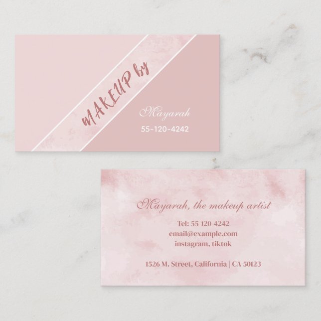 Cartão De Visita Maquiagem Simples Rosa Suave (Frente/Verso)