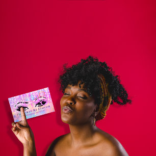 Cartão De Visita Maquieta Artista Lash Hológrafo Tesoura Rosa De C