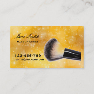 Cartão De Visita Maquilhador à moda do ouro com escova da