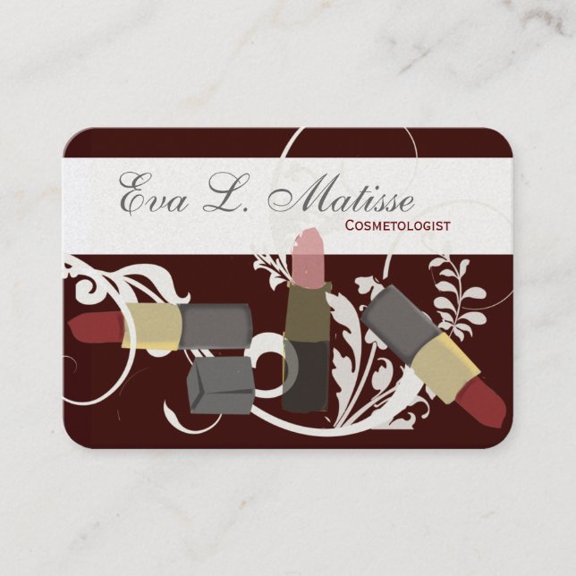 Cartão De Visita Maquilhador do trio do batom dos cosméticos de (Frente)