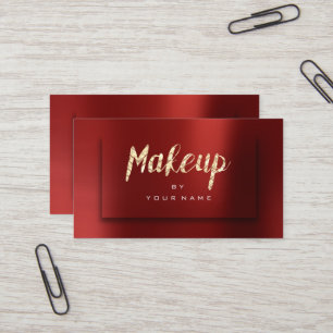 Cartão De Visita Maquilhador Dourado mais foxier 3D de Borgonha