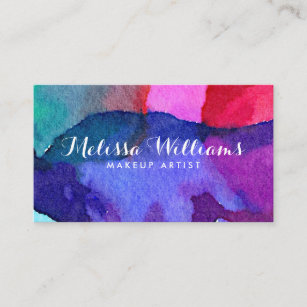 Cartão De Visita Maquilhador Multi-Colorido abstrato das aguarelas