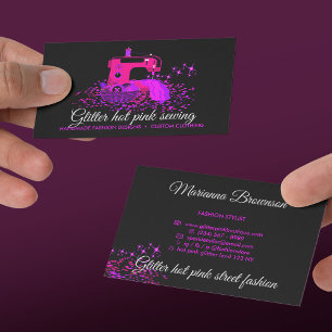 Cartão De Visita Máquina de Costura Colcha Preta Rosa Costureira Al