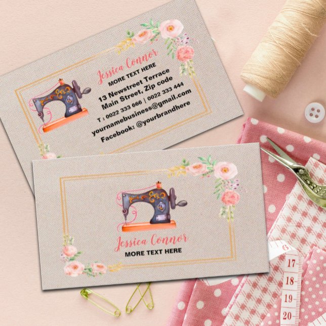 Cartão De Visita Máquina de costura Creme esbranquiçado Fundo (#zazzlemade #tailofcard #machinebusinesscard #craftcard #kraftpapercard #fashiondesign)