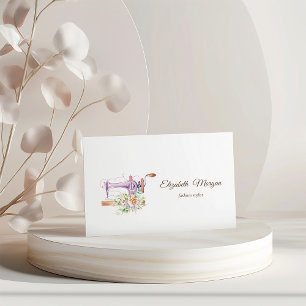 Cartão De Visita Máquina de Costura Floral em Aquarela Simples