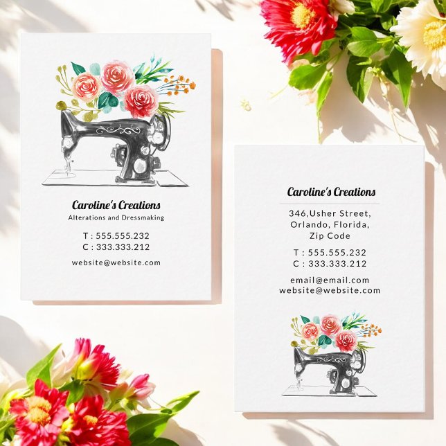 Cartão De Visita Máquina de costura Preta Vermelha Branca, Esforço  (Criador carregado)