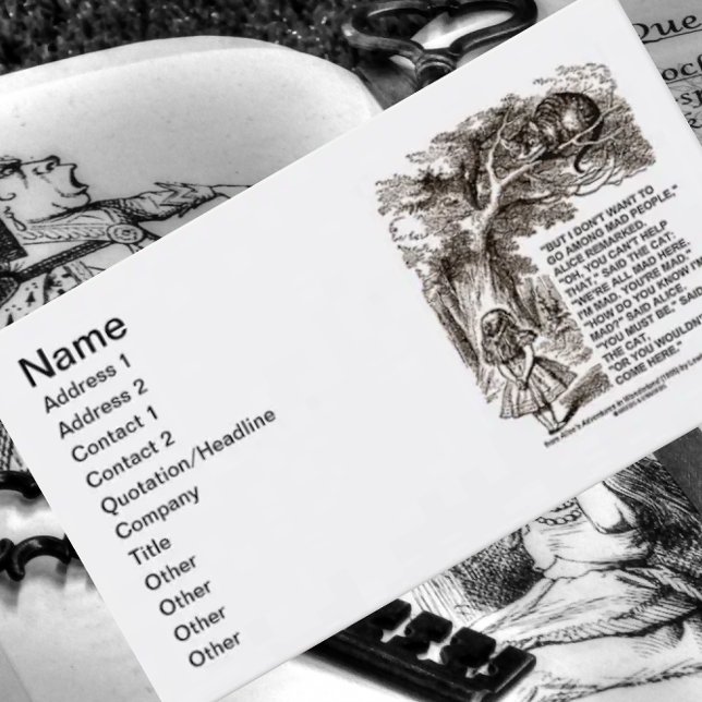 Cartão De Visita Maravilha não quer ir entre Pessoas malucas Alice (Criador carregado)