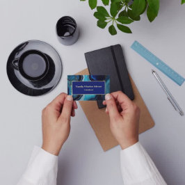 Cartão De Visita Marble Agate Dark Blue Swirl