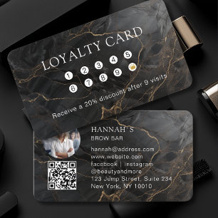 Cartão De Visita Marble, Black-Dourado, Salon, Foto, Lealdade de Có