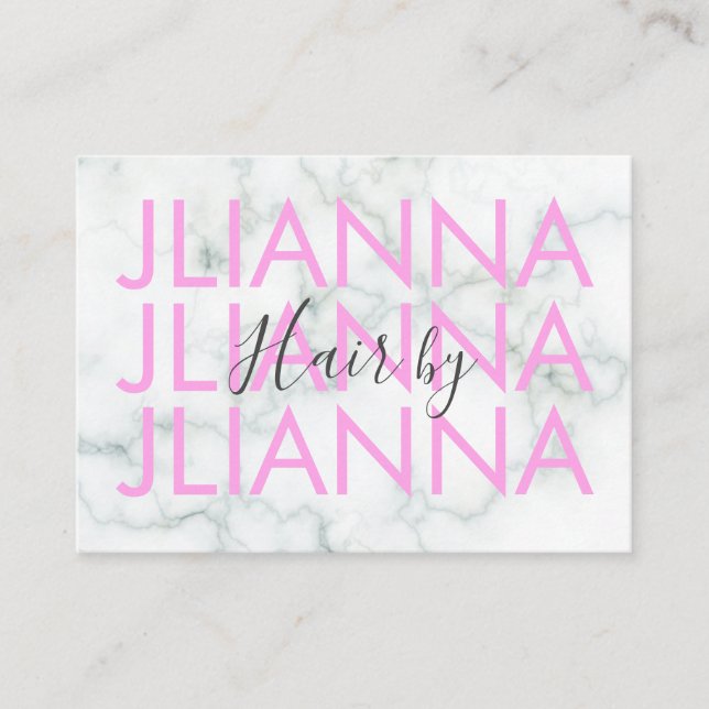 Cartão De Visita Marble Bold Text Makeup Salon Unhas Eyelashes (Frente)
