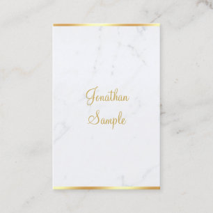 Cartão De Visita Marble Dourado Manuscrito Script Elegante Classy