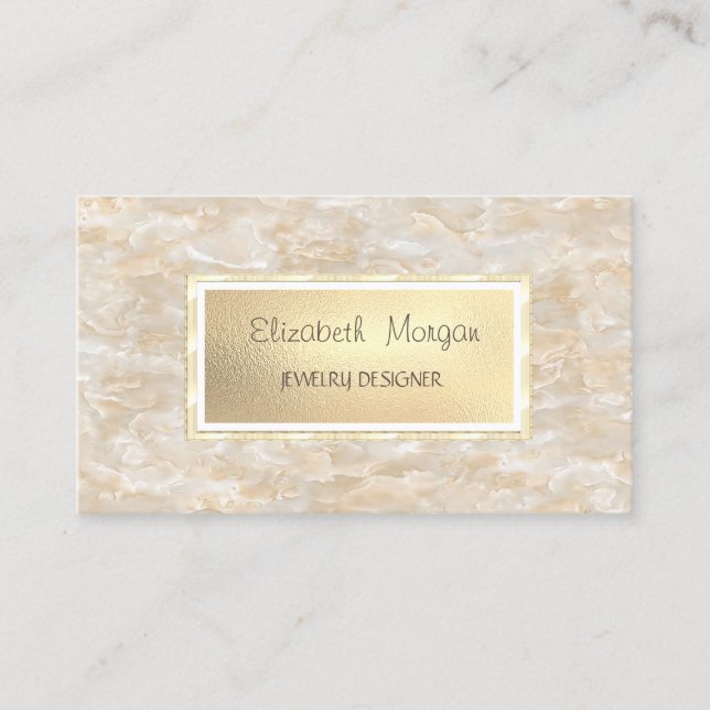 Cartão De Visita Marble Elegante Moderno, Designer de Joias Frame (Frente)