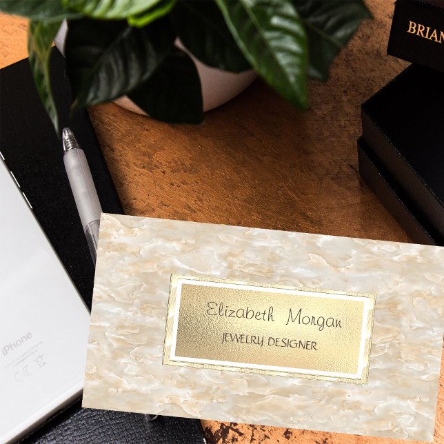 Cartão De Visita Marble Elegante Moderno, Designer de Joias Frame (Criador carregado)