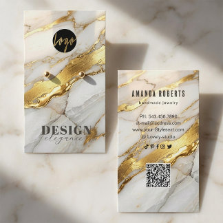 Cartão De Visita Marble Gold Earrings Display Card | Elegant