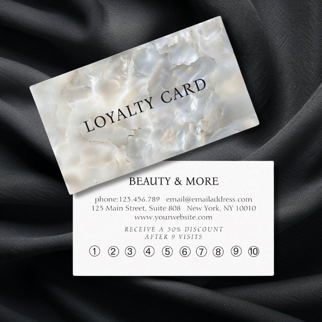 Cartão De Visita Marble, Lealdade 10, Salão (Marble, Loyalty 10, Salon Business Card)