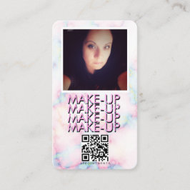 Cartão De Visita Marble Makeup Salon QR Code Foto