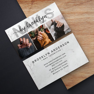 Cartão De Visita Marble Photo Typografia Nail Artist