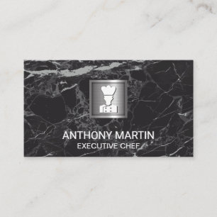 Cartão De Visita Marble Preto de Luxo  Faixa Metálica de Ícone de