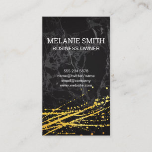 Cartão De Visita Marble Preto Espetáculo artístico Dourado