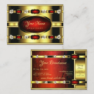 Cartão De Visita Marble Real Elegante e Dourado Vermelho com Ouros
