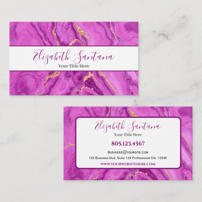 Cartão De Visita Marble Rosa (Frente/Verso)