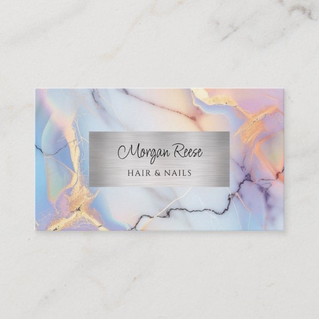 Cartão De Visita Marble & Silver, Código QR (Frente)