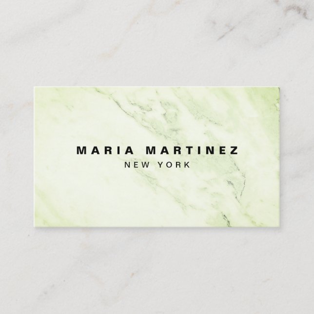 Cartão De Visita Marble Verde da Boutique de Luxo Personalizado (Frente)