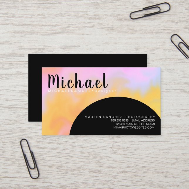 Cartão De Visita Marble Wave Interior Hair Salon Designer Laranja (Frente/Verso In Situ)