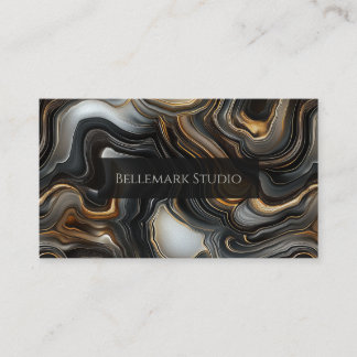 Cartão De Visita Marbled Black Agate Business Card