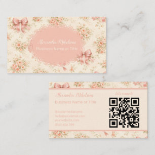 Cartão De Visita Marca de Arco Floral Rosa Vintage