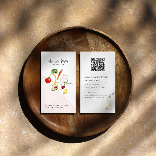 Cartão De Visita Marca de Bem-Estar Código QR de Nutricionista