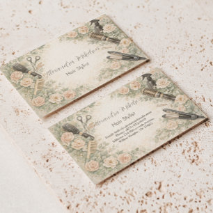 Cartão De Visita Marca de Estilista de Cabelo com Aquarela Floral