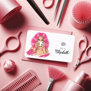 Cartão De Visita Marca de Salão de Cabelereiro Chic Vibrante Rosa Q