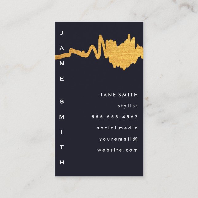 Cartão De Visita Marca de Textura Dourada de Luxe Faux (Frente)