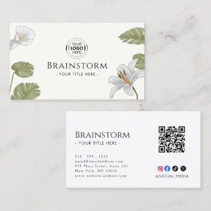 Cartão De Visita Marca Floral Elegante com Logotipo Personalizado
