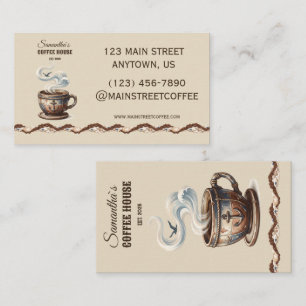Cartão De Visita Marca Personalizada do Café Costeiro