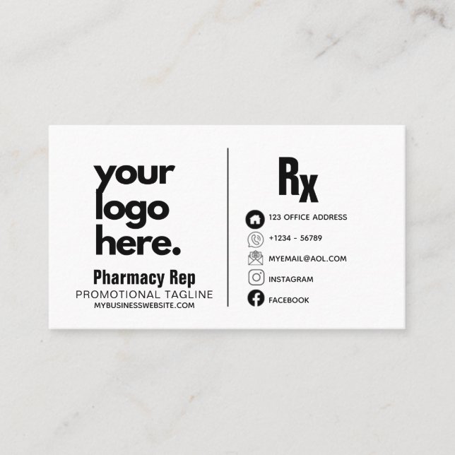 Cartão De Visita Marca Personalizada do Pharmacy Rep (Frente)