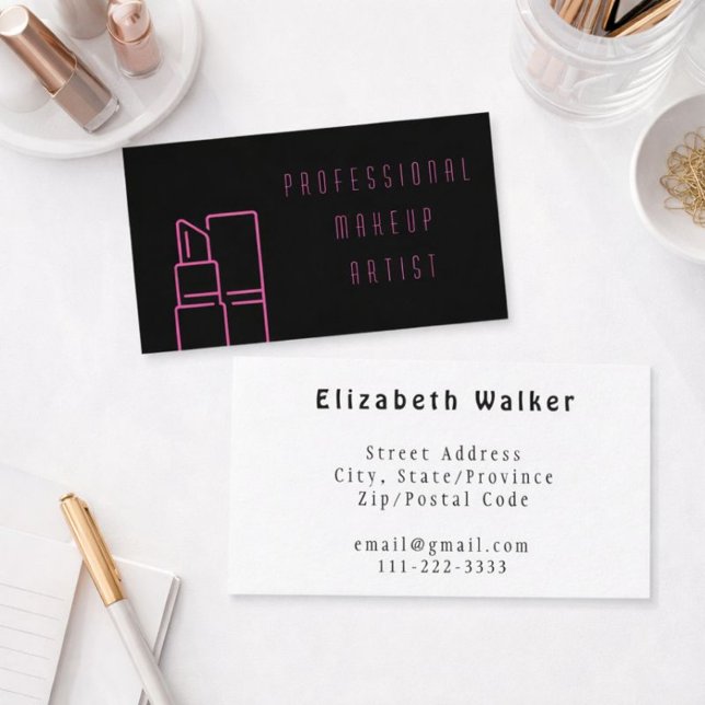 Cartão De Visita Marca Profissional de Beleza Sofisticada (Criador carregado)