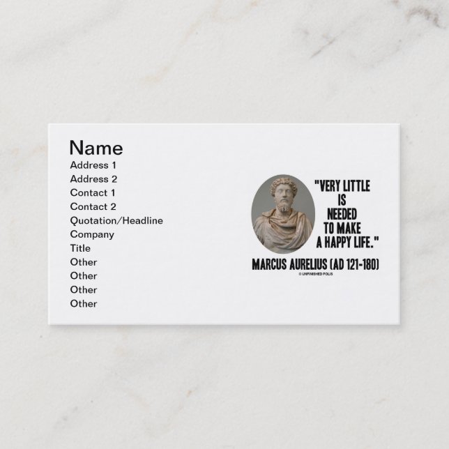 Cartão De Visita Marcus Aurelius Muito Pouco Precisa Fazer Uma Vida (Frente)