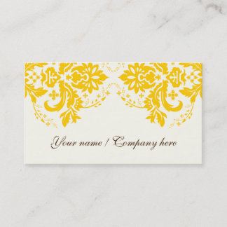 Cartão De Visita Marfim amarelo do motif damasco Elegante